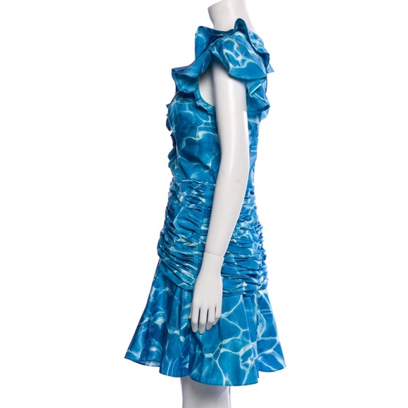 Flor et.al Womens Dante Short Ruched SWIMMING POOL PRINT Cocktail Party Dress 12 - Picture 2 of 4